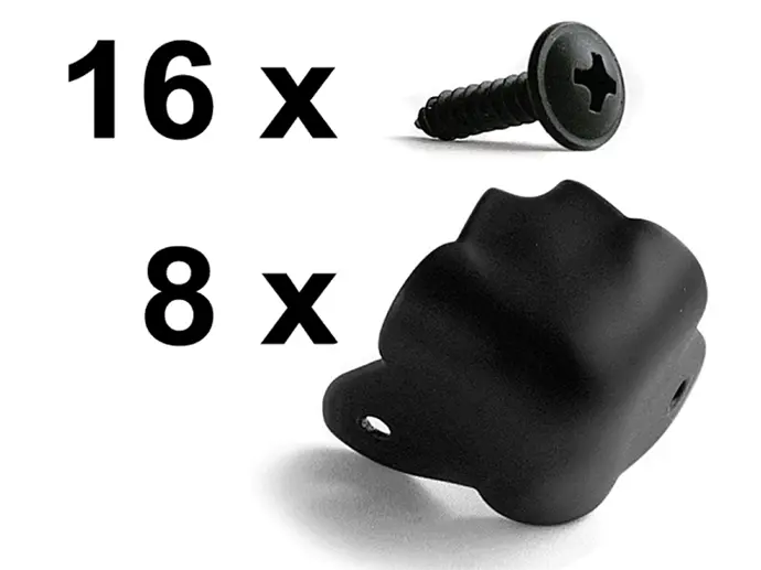 Set Corners Fender Style, black + Screws
