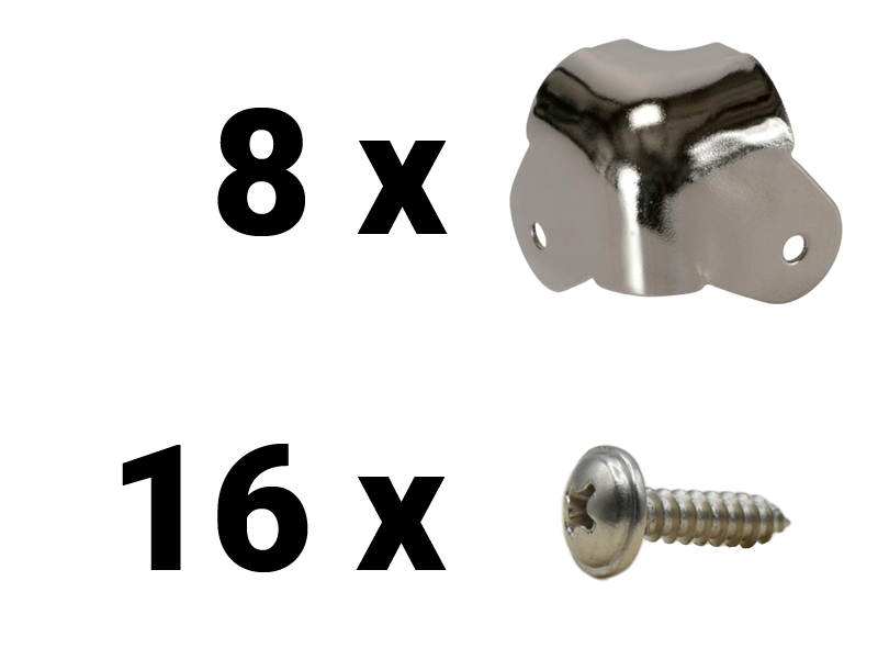Set Corners w/ cutaway 2 leg, Fender Style - silver incl. Screws