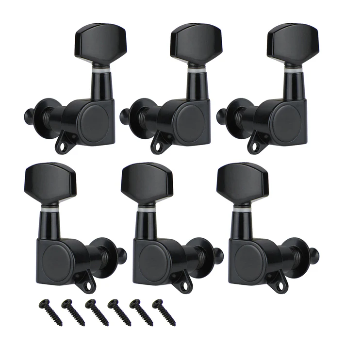 Set of 3L3R Machine Heads Tuners Acoustic Electric Guitar Tuning Pegs Keys Sealed for Guitar Black