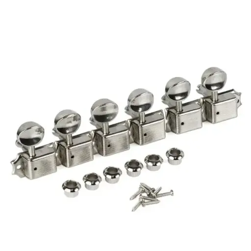 6-in-line Vintage Machine Heads Tuners Tuning Pegs Keys Nickel Silver 15:1 Gear Ratio for Electric Guitar