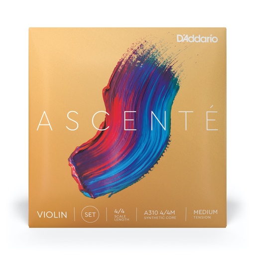 D'Addario Ascente Violin String Set, 4/4 Scale, Ball End, Medium Tension