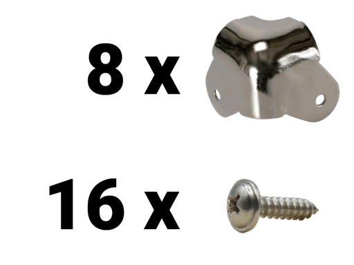 Set Corners w/ cutaway 2 leg, Fender Style - silver incl. Screws