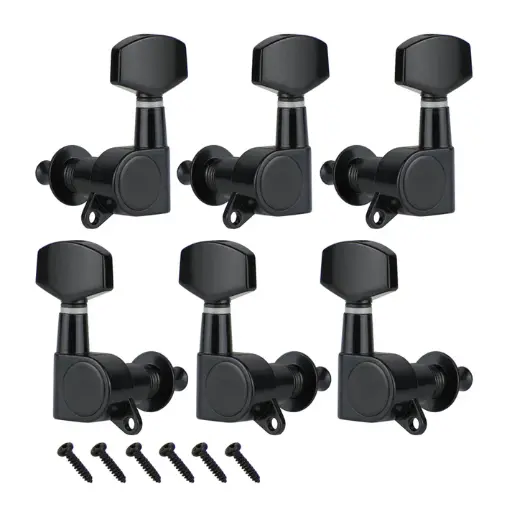 Set of 3L3R Machine Heads Tuners Acoustic Electric Guitar Tuning Pegs Keys Sealed for Guitar Black
